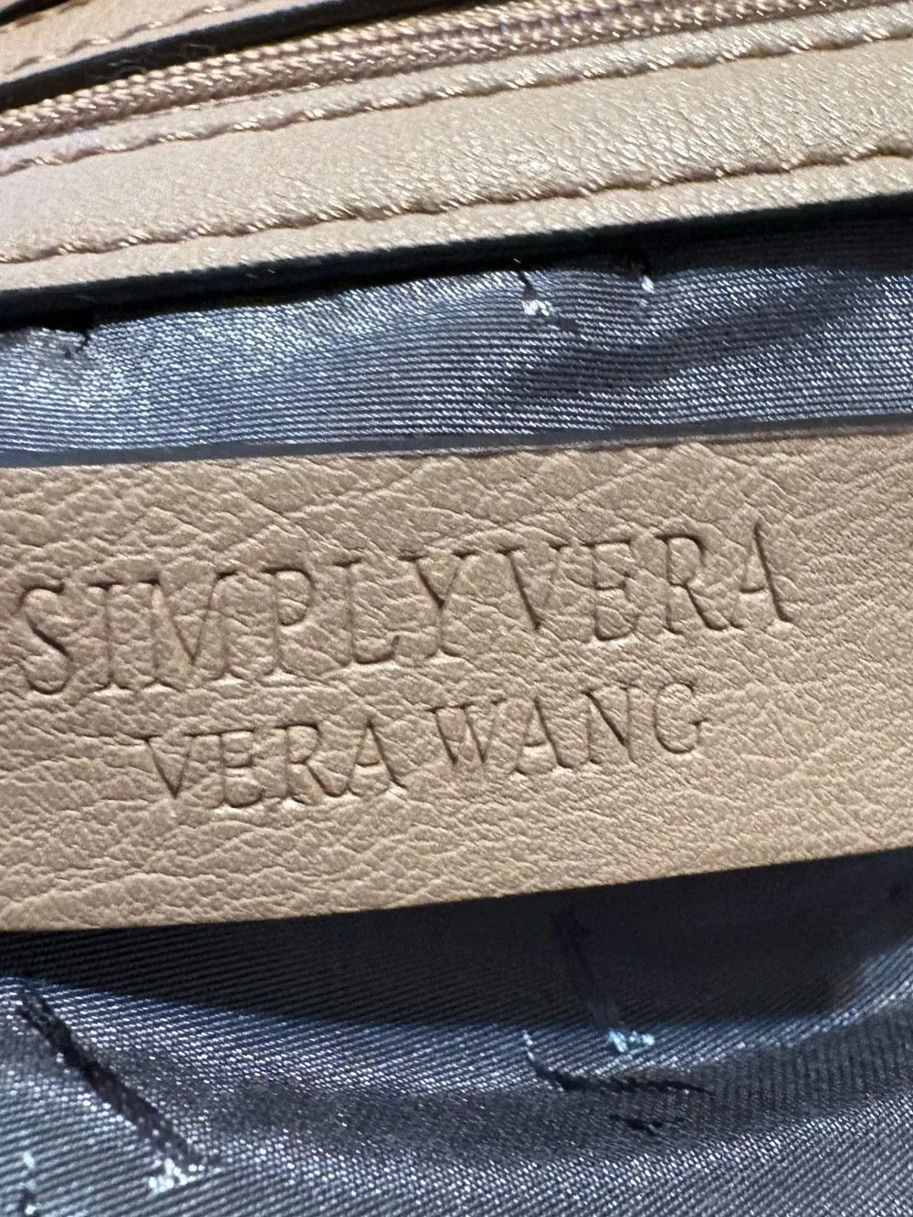 Simply Vera Vera Wang Taupe Leather Shoulder Bag